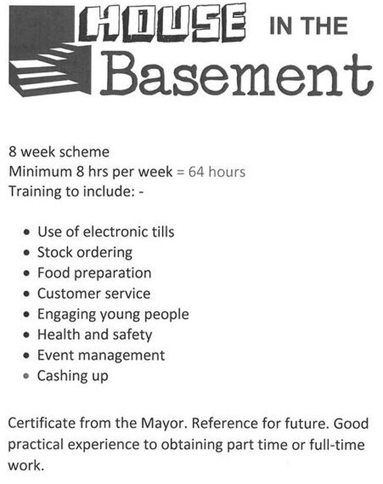 Image details the Volunteer programme at House in the Basement Youth Cafe