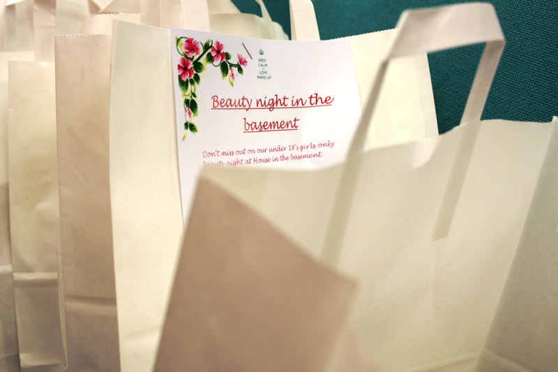 image of goodie bags from a beauty night event in 2014 held at House in the Basement.